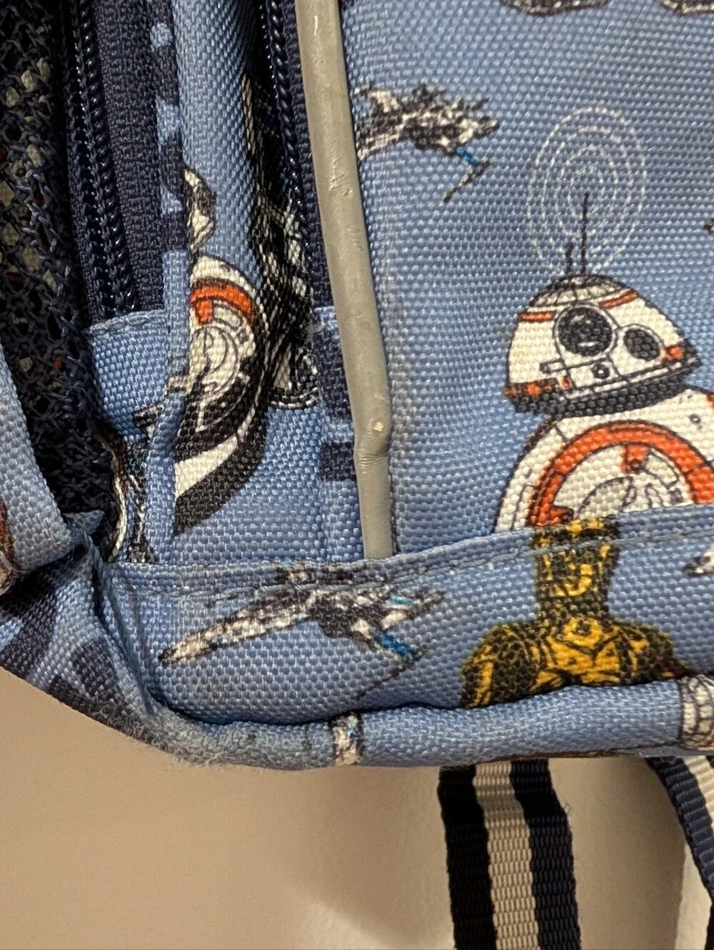 Pottery Barn Kids Star Wars Small Kids Backpack - Blue Droid Print
